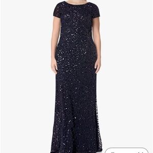 Adrianna Papell Women's Short-Sleeve All Over Sequin Gown